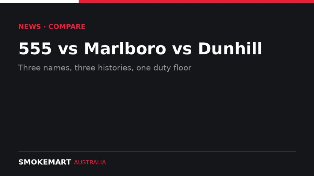 Smoke Mart Australia graphic: 555 vs Marlboro vs Dunhill