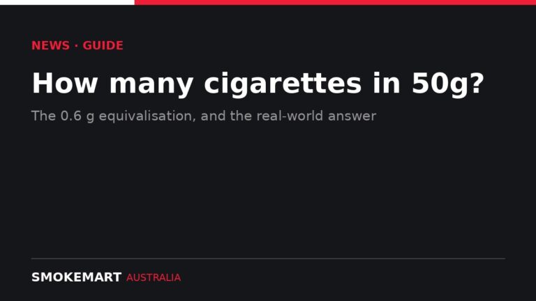 Smoke Mart Australia graphic: how many cigarettes in 50g of tobacco