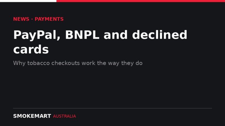 Smoke Mart Australia graphic: tobacco payments and declined cards