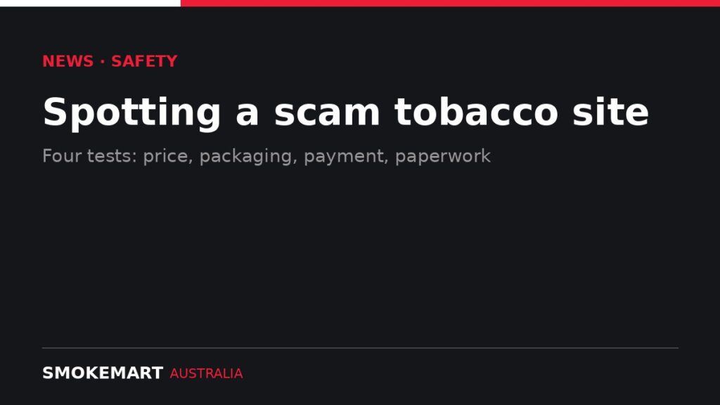 Smoke Mart Australia graphic: spotting a scam tobacco site