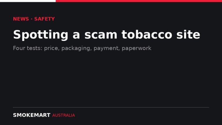 Smoke Mart Australia graphic: spotting a scam tobacco site